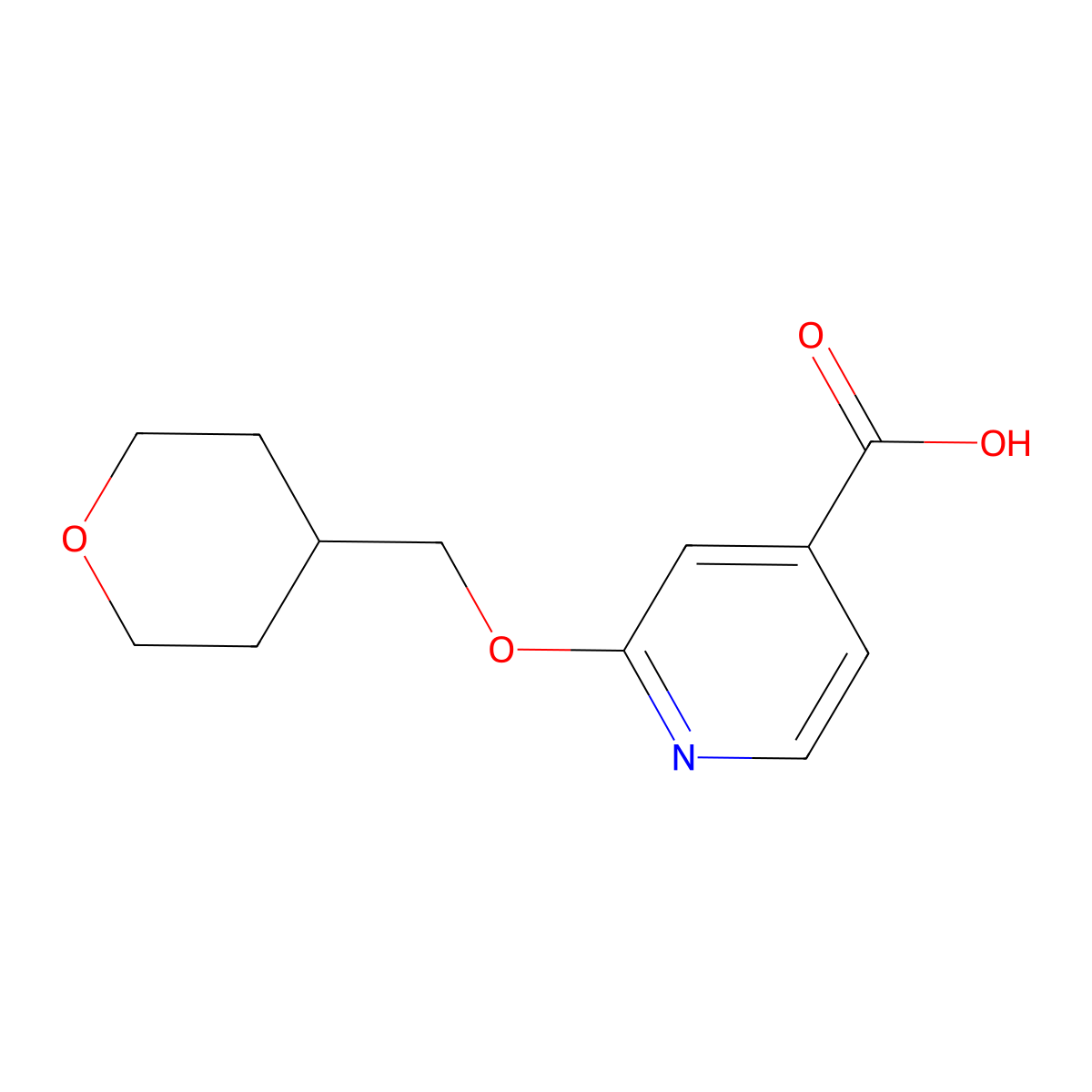 2-(Tetrahydro-2H-pyran-4-ylmethoxy)isonicotinic acid molecular structure, CAS 1215846-28-8