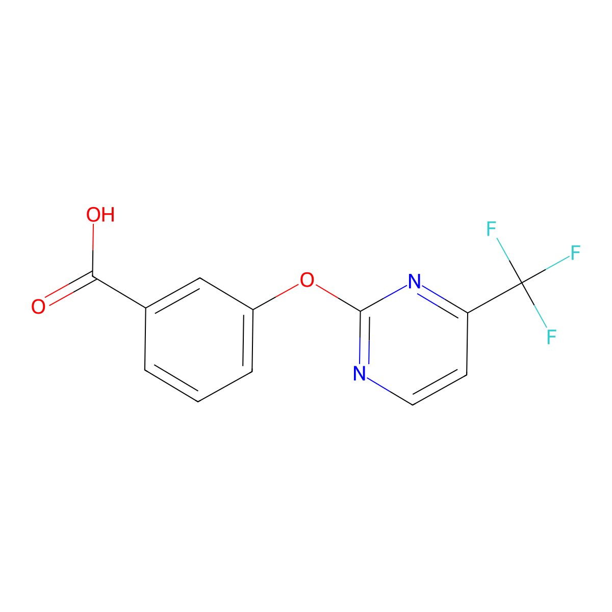 3-{[4-(Trifluoromethyl)pyrimidin-2-yl]oxy}benzoic acid molecular structure, CAS 1215846-99-3