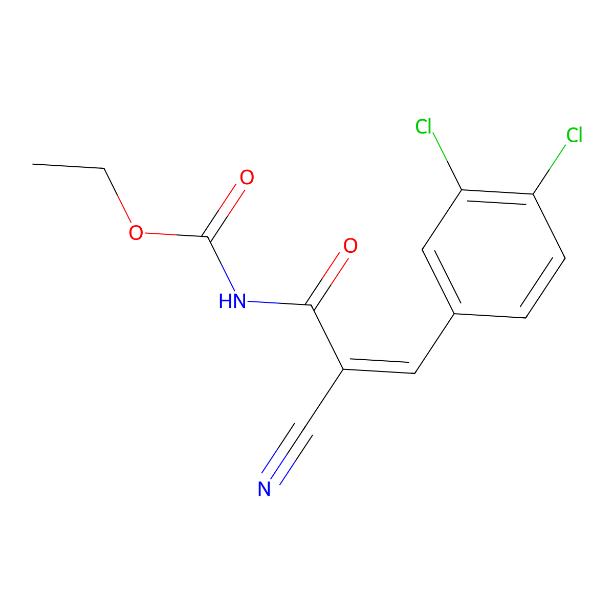 Ethyl 2-cyano-3-(3,4-dichlorophenyl)acryloylcarbamate molecular structure, CAS 1215849-96-9