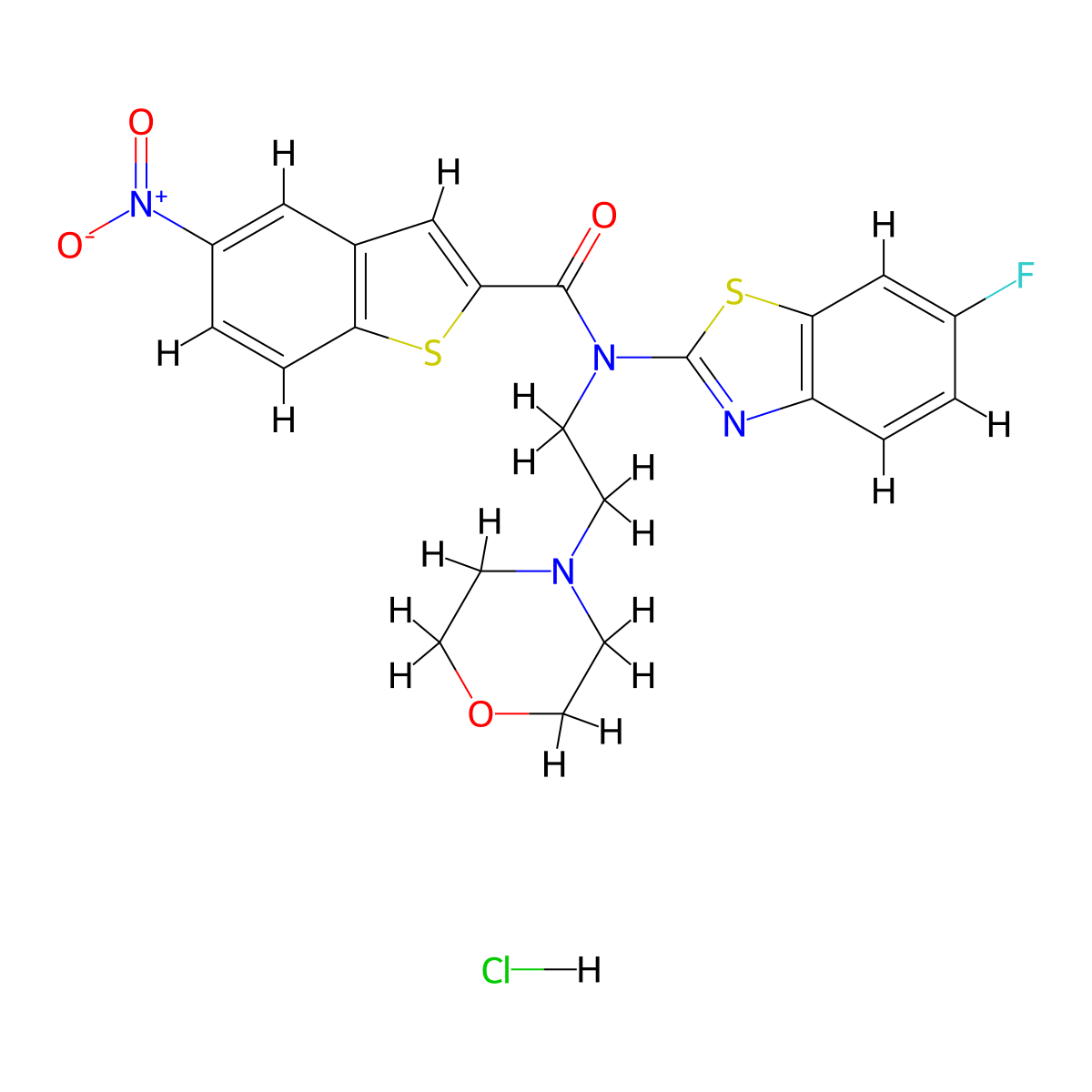 N-(6-fluorobenzo[d]thiazol-2-yl)-N-(2-morpholinoethyl)-5-nitrobenzo[b]thiophene-2-carboxamide hydrochloride molecular structure, CAS 1215850-98-8