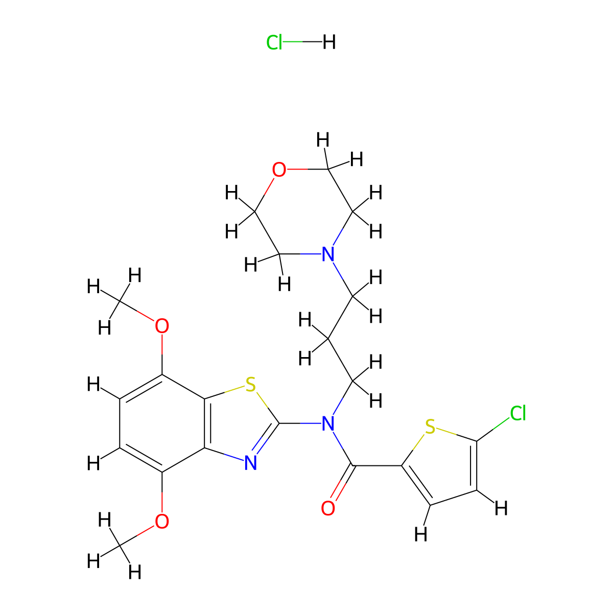 5-Chloro-N-(4,7-dimethoxy-1,3-benzothiazol-2-YL)-N-[3-(morpholin-4-YL)propyl]thiophene-2-carboxamide hydrochloride molecular structure, CAS 1215851-28-7