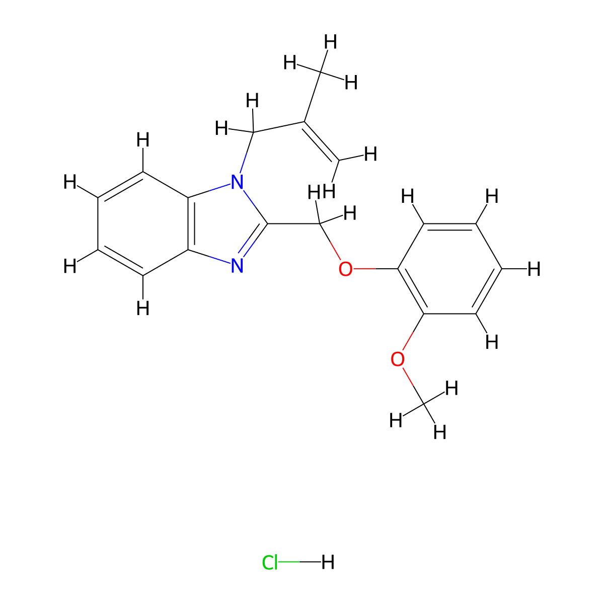 2-((2-methoxyphenoxy)methyl)-1-(2-methylallyl)-1H-benzo[d]imidazole hydrochloride molecular structure, CAS 1215851-31-2