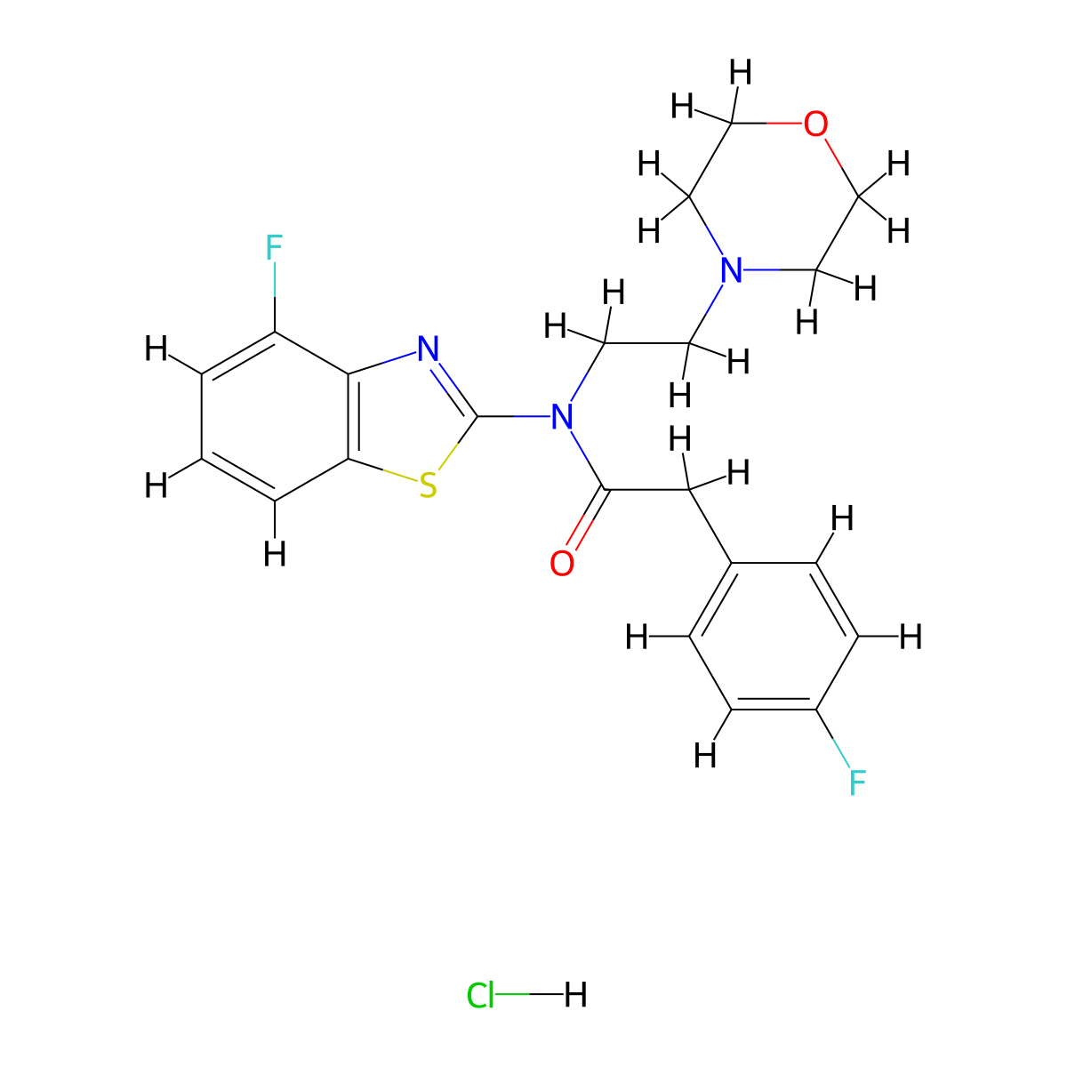 N-(4-fluorobenzo[d]thiazol-2-yl)-2-(4-fluorophenyl)-N-(2-morpholinoethyl)acetamide hydrochloride molecular structure, CAS 1215851-67-4