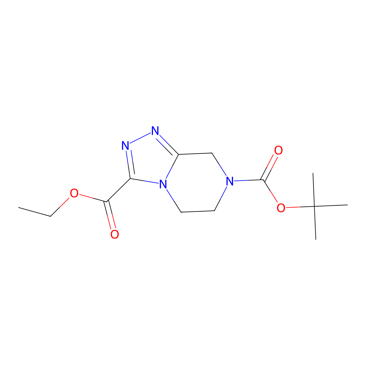 7-tert-butyl 3-ethyl 5,6-dihydro-[1,2,4]triazolo[4,3-a]pyrazine-3,7(8H)-dicarboxylate molecular structure, CAS 1215852-11-1