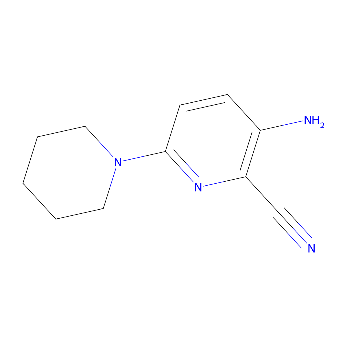 3-Amino-6-piperidin-1-ylpyridine-2-carbonitrile molecular structure, CAS 1215852-53-1