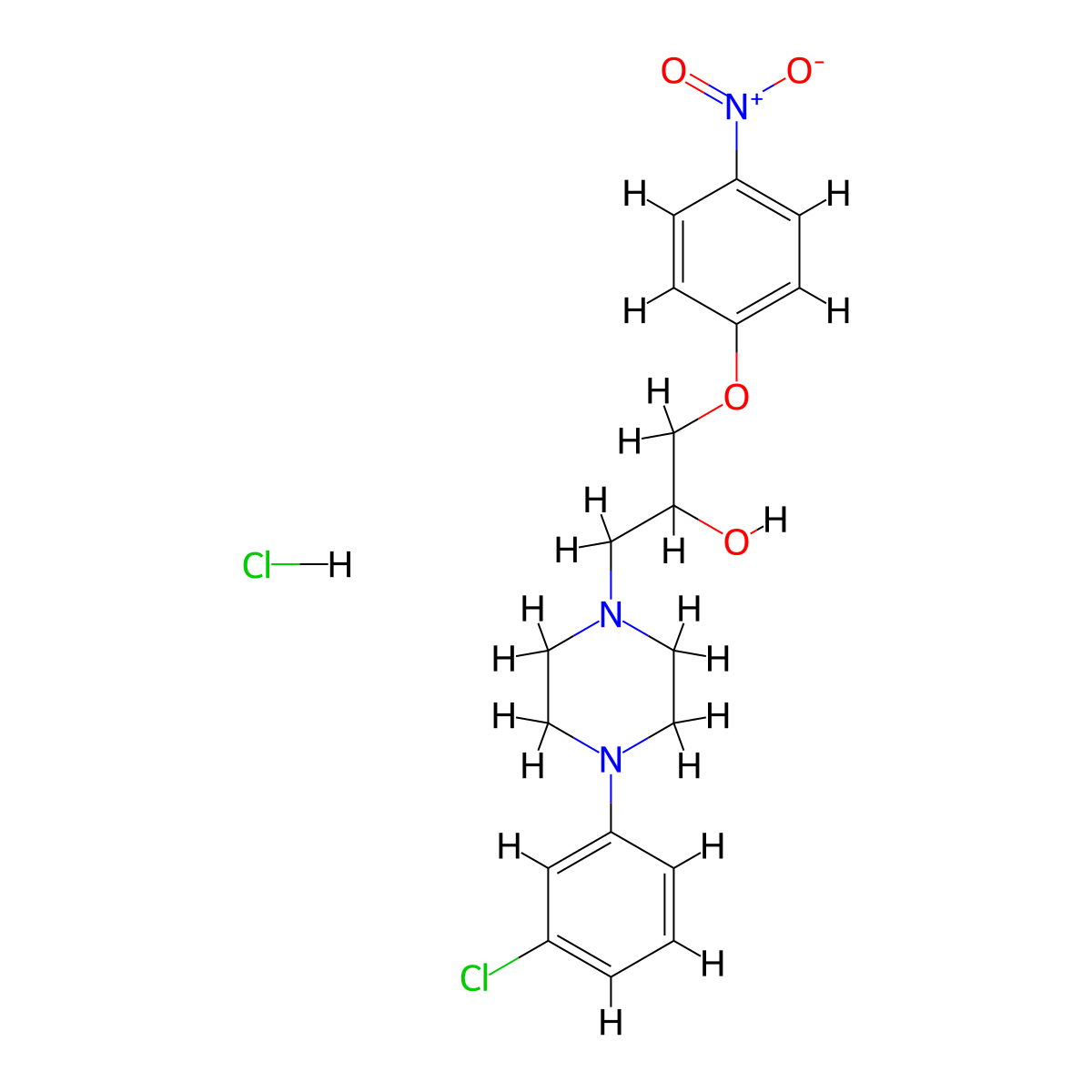 1-(4-(3-Chlorophenyl)piperazin-1-yl)-3-(4-nitrophenoxy)propan-2-ol hydrochloride molecular structure, CAS 1215852-58-6