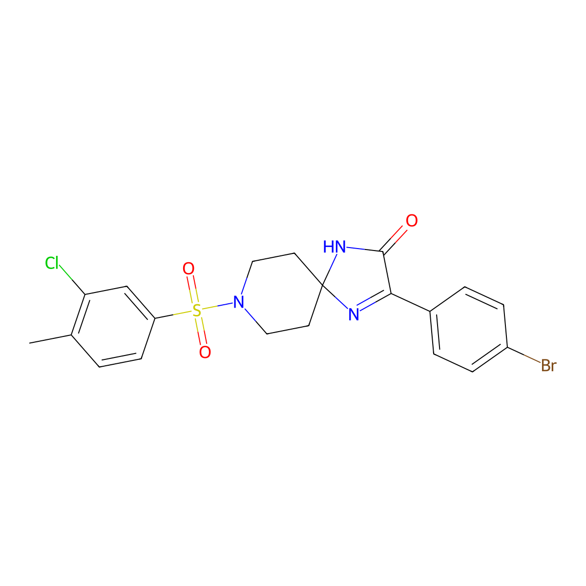 3-(4-Bromophenyl)-8-(3-chloro-4-methylbenzenesulfonyl)-1,4,8-triazaspiro[4.5]dec-3-en-2-one molecular structure, CAS 1215852-91-7