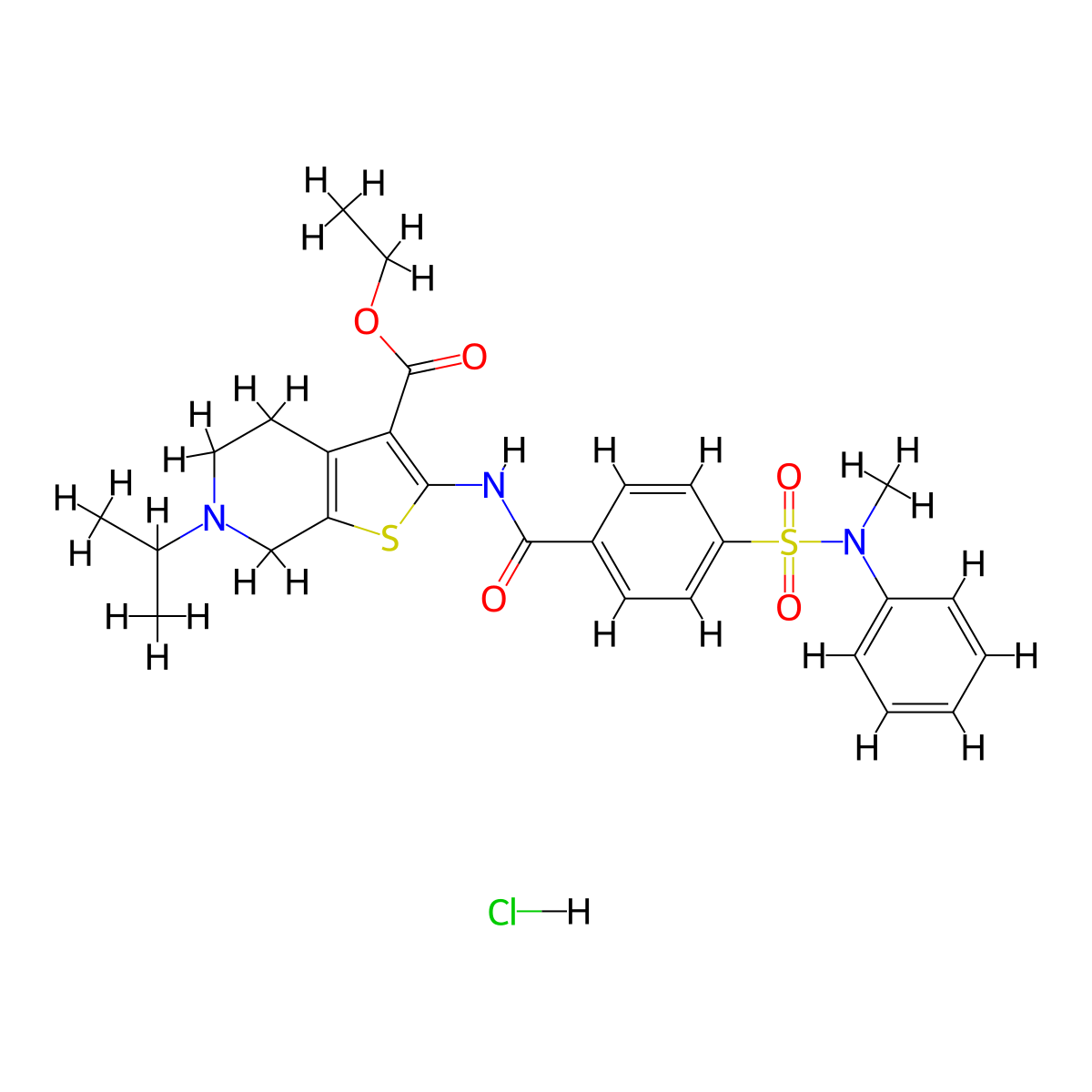 ethyl 6-isopropyl-2-(4-(N-methyl-N-phenylsulfamoyl)benzamido)-4,5,6,7-tetrahydrothieno[2,3-c]pyridine-3-carboxylate hydrochloride molecular structure, CAS 1215853-28-3