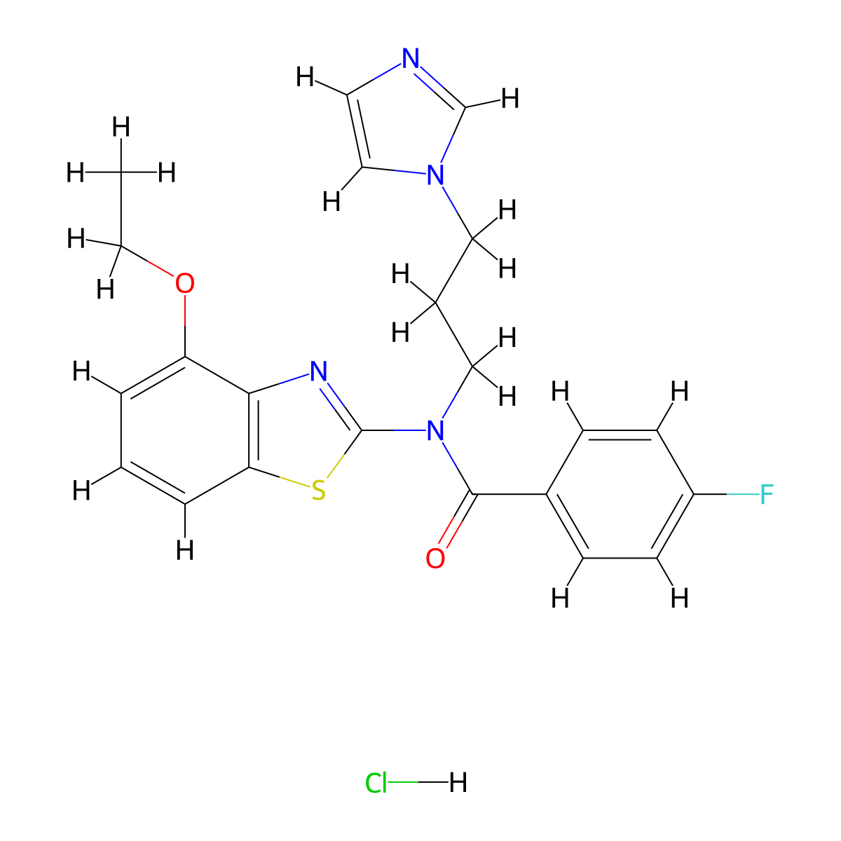 N-(3-(1H-imidazol-1-yl)propyl)-N-(4-ethoxybenzo[d]thiazol-2-yl)-4-fluorobenzamide hydrochloride molecular structure, CAS 1215853-97-6