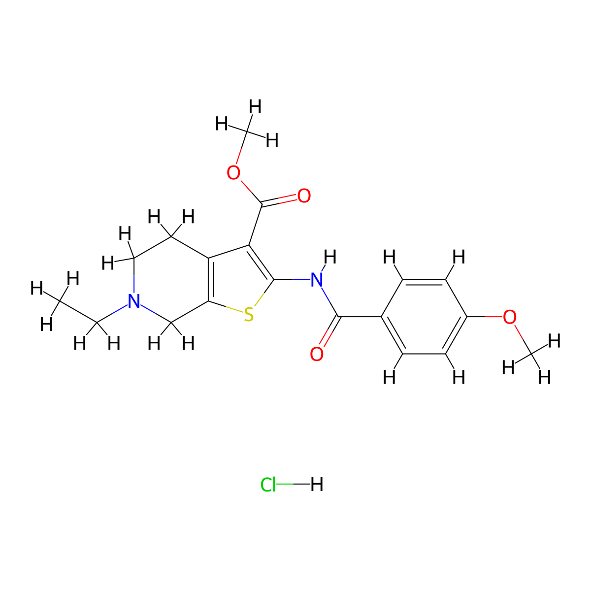 Methyl 6-ethyl-2-(4-methoxybenzamido)-4,5,6,7-tetrahydrothieno[2,3-c]pyridine-3-carboxylate hydrochloride molecular structure, CAS 1215854-22-0