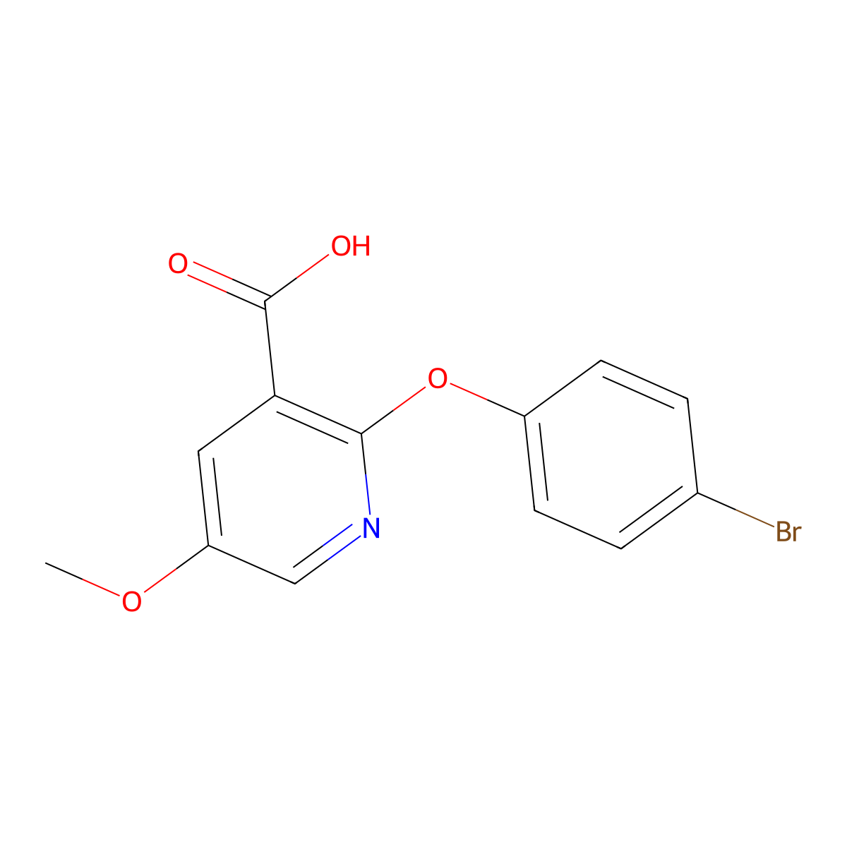 2-(4-Bromophenoxy)-5-methoxynicotinic acid molecular structure, CAS 1215868-60-2
