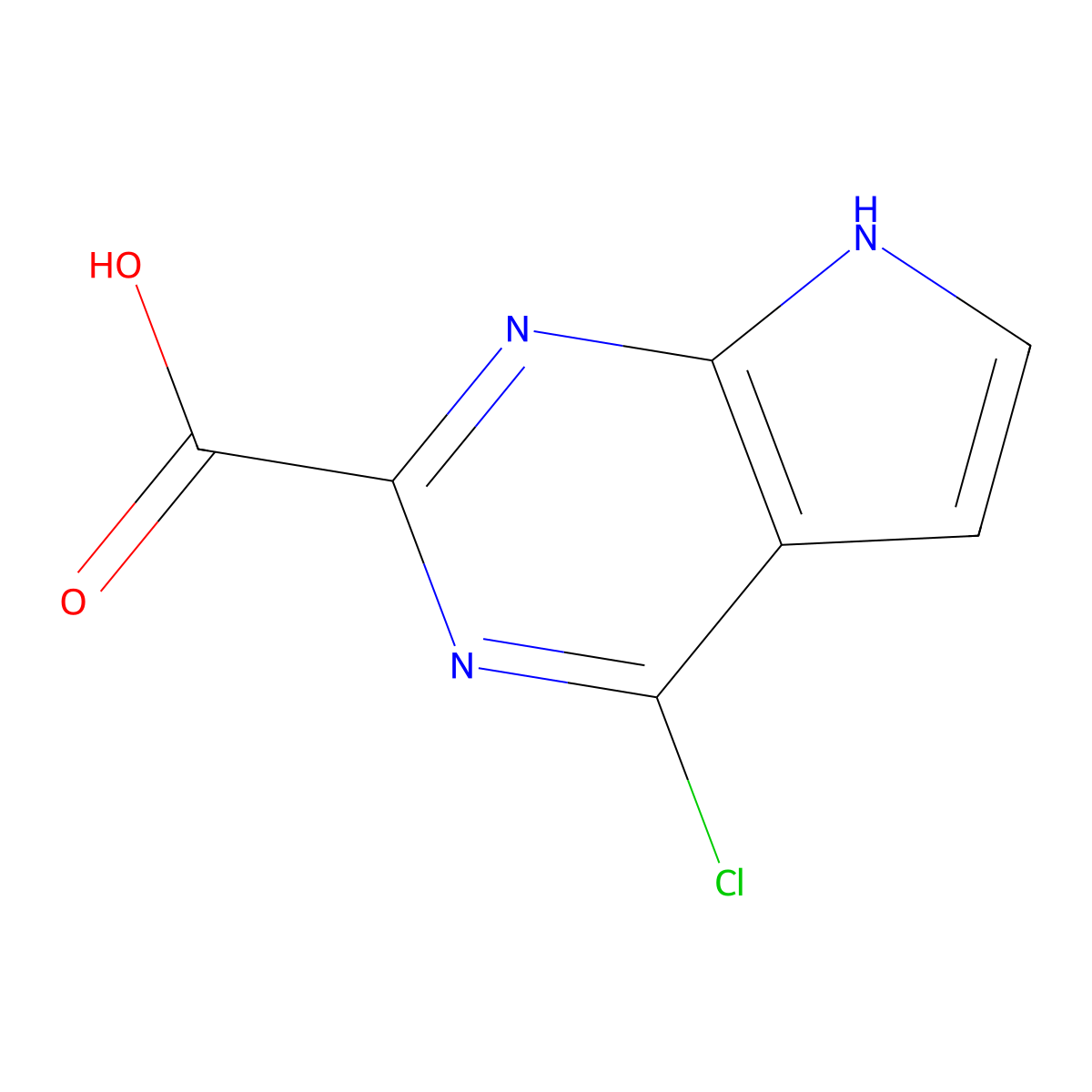 4-chloro-7H-pyrrolo[2,3-d]pyrimidine-2-carboxylic acid molecular structure, CAS 1215898-04-6