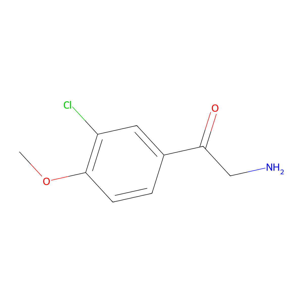 2-Amino-1-(3-chloro-4-methoxyphenyl)ethan-1-one molecular structure, CAS 1215904-04-3