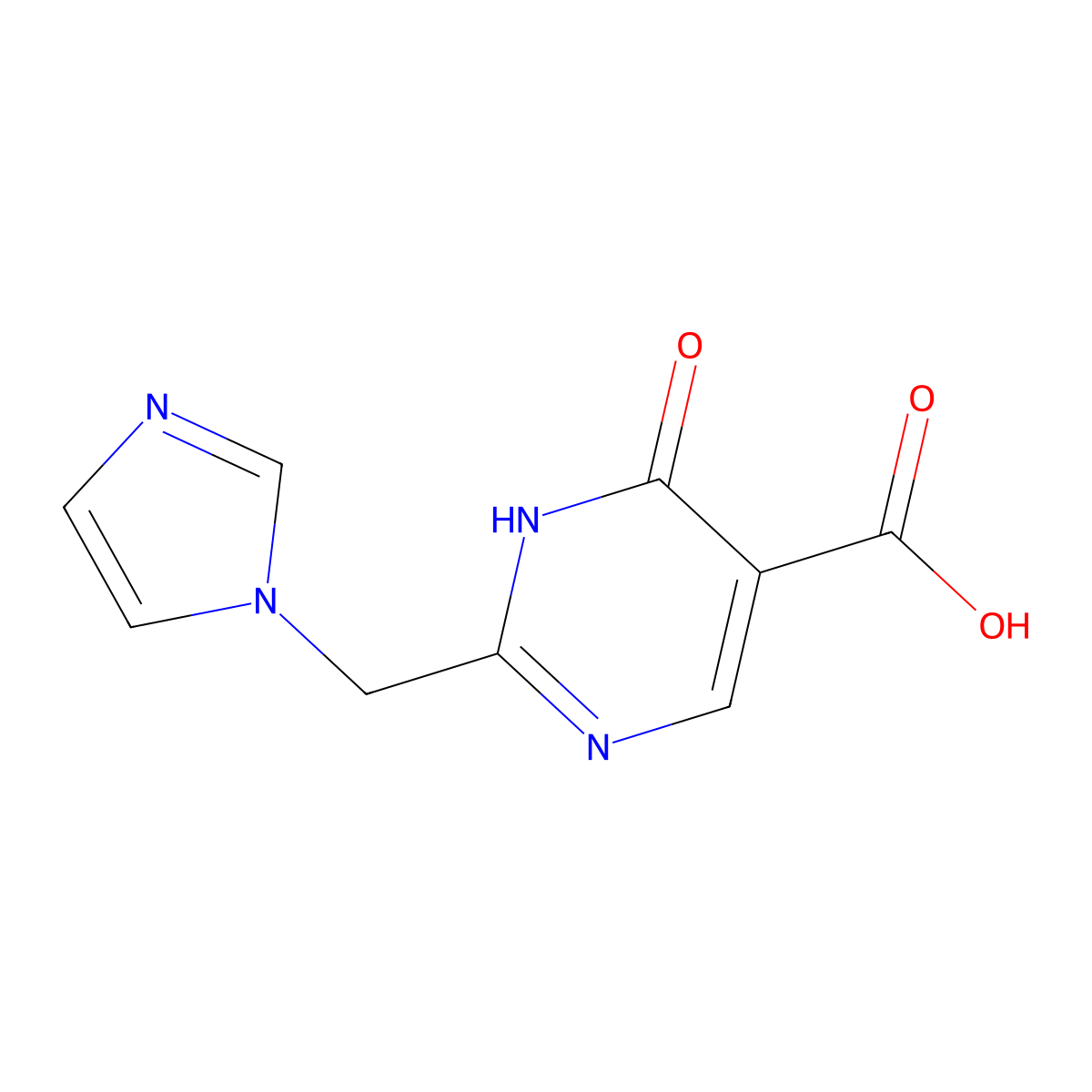 2-[(1H-imidazol-1-yl)methyl]-6-oxo-1,6-dihydropyrimidine-5-carboxylic acid molecular structure, CAS 1215904-80-5