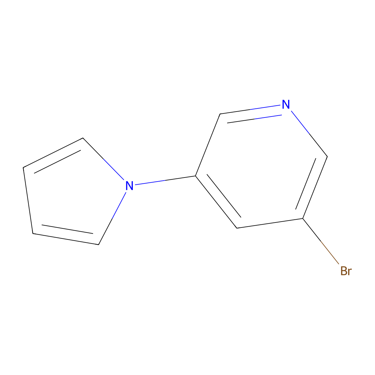 3-bromo-5-(1H-pyrrol-1-yl)pyridine molecular structure, CAS 1215911-30-0