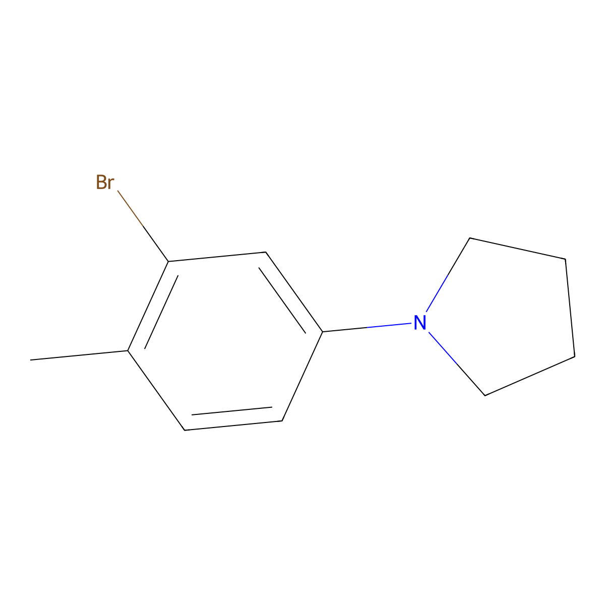1-(3-Bromo-4-methylphenyl)pyrrolidine molecular structure, CAS 1215917-98-8