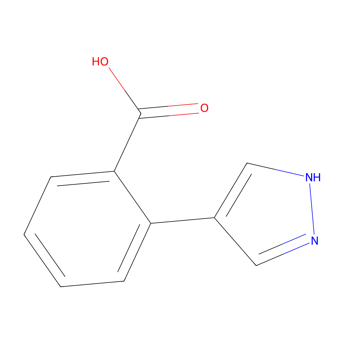 2-(1H-pyrazol-4-yl)benzoic acid molecular structure, CAS 1215918-49-2