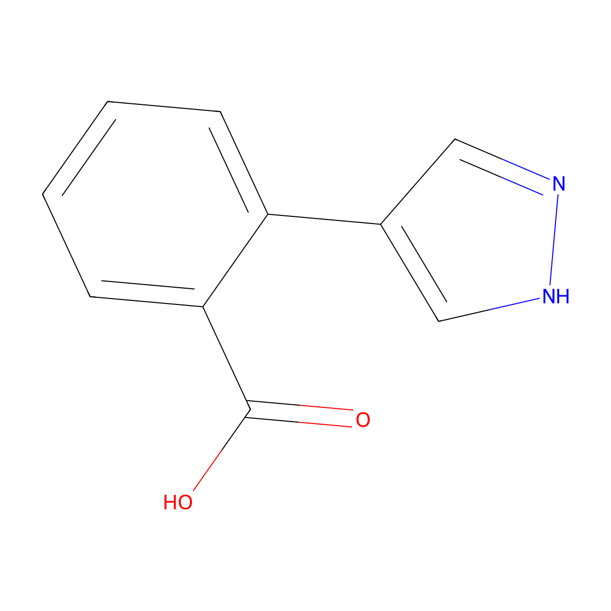 2-(1H-pyrazol-4-yl)benzoic acid molecular structure, CAS 1215918-49-2