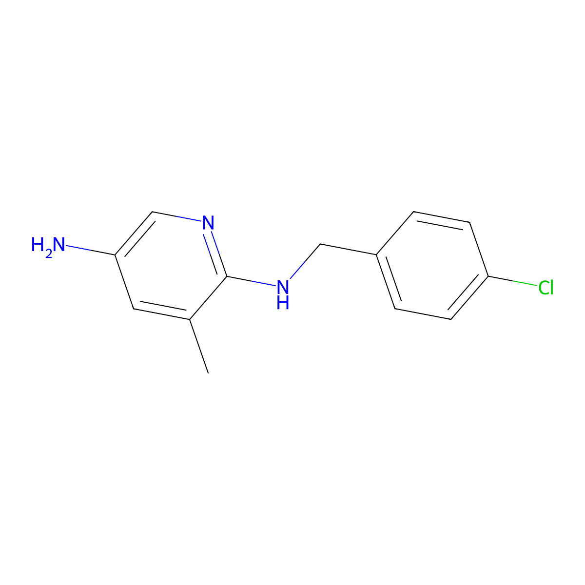 N2-[(4-chlorophenyl)methyl]-3-methylpyridine-2,5-diamine molecular structure, CAS 1215921-20-2