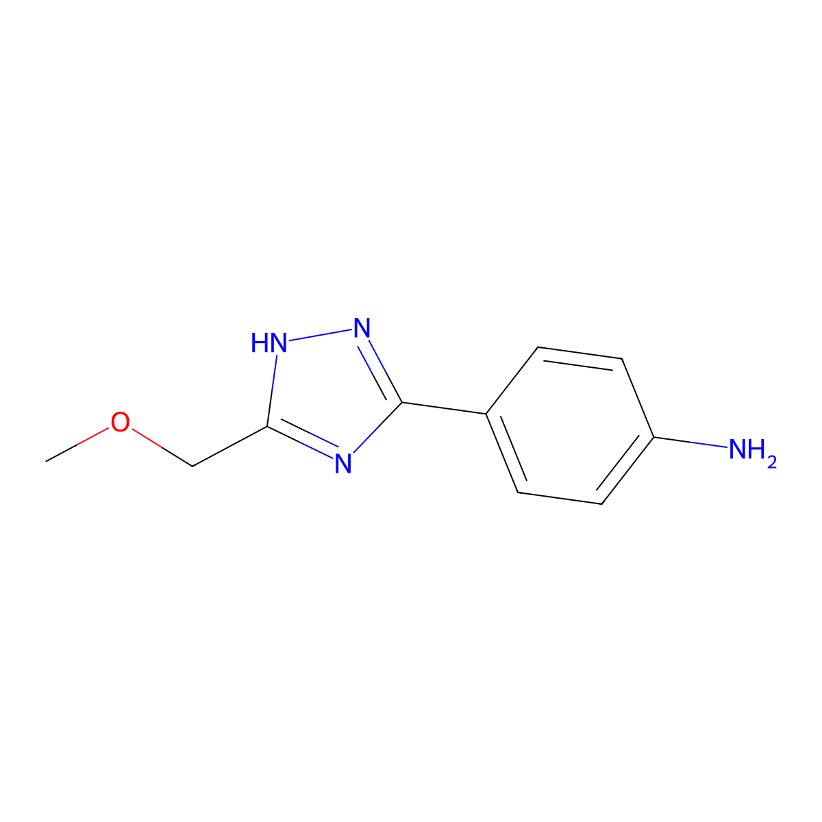 4-(3-(methoxymethyl)-1H-1,2,4-triazol-5-yl)aniline molecular structure, CAS 1215922-82-9