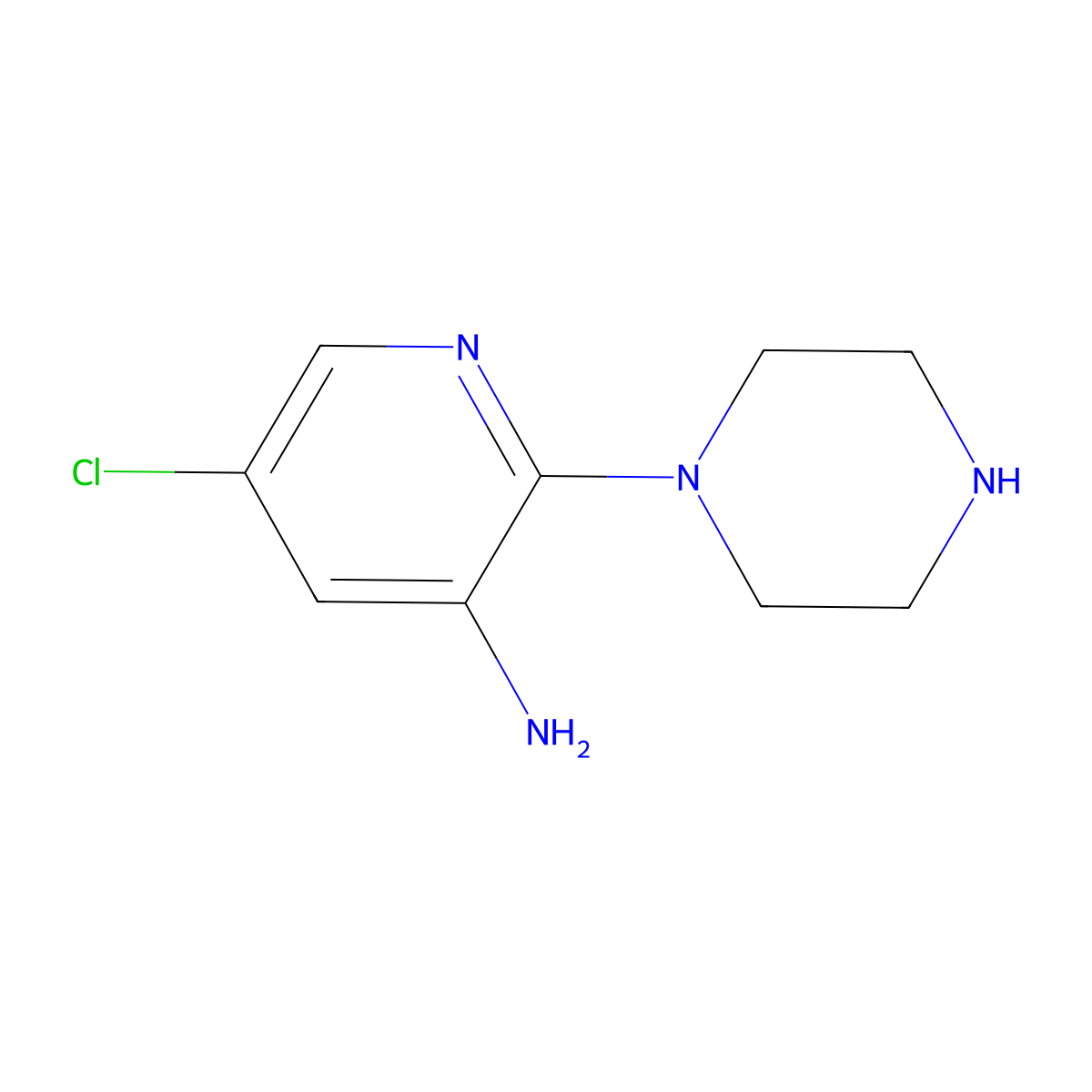 5-Chloro-2-(piperazin-1-yl)pyridin-3-amine molecular structure, CAS 1215925-71-5