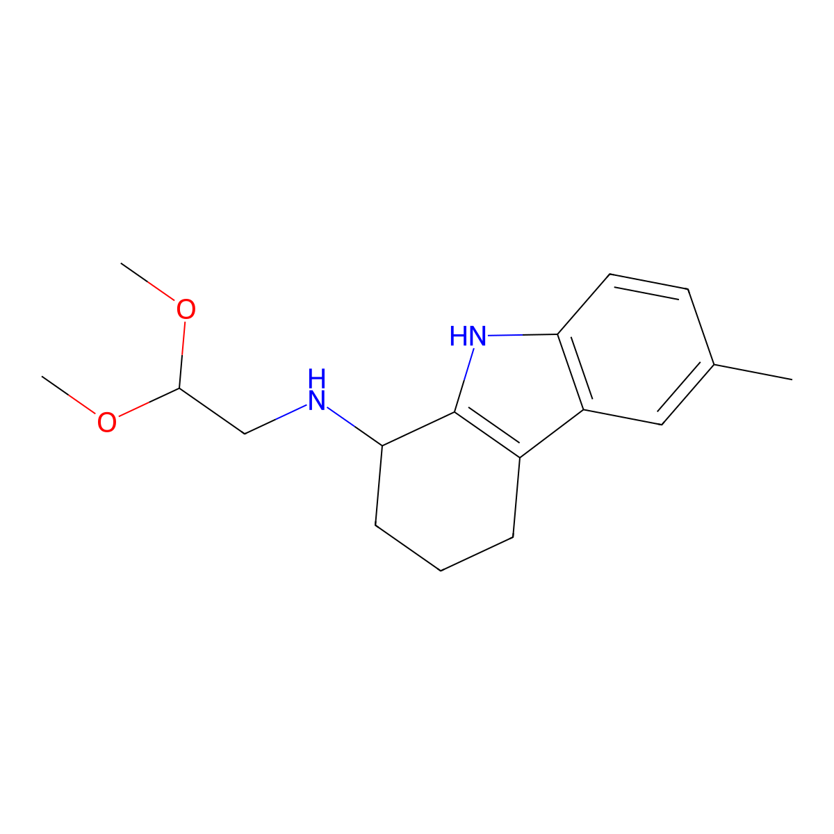 N-(2,2-dimethoxyethyl)-6-methyl-2,3,4,9-tetrahydro-1H-carbazol-1-amine molecular structure, CAS 121593-91-7