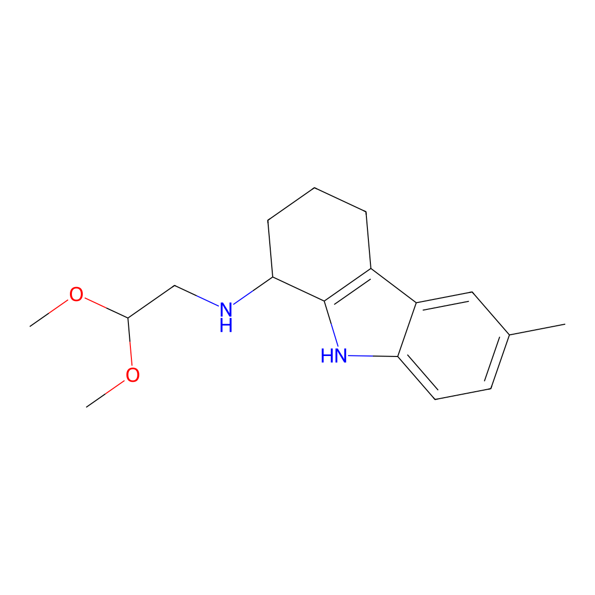 N-(2,2-dimethoxyethyl)-6-methyl-2,3,4,9-tetrahydro-1H-carbazol-1-amine molecular structure, CAS 121593-91-7