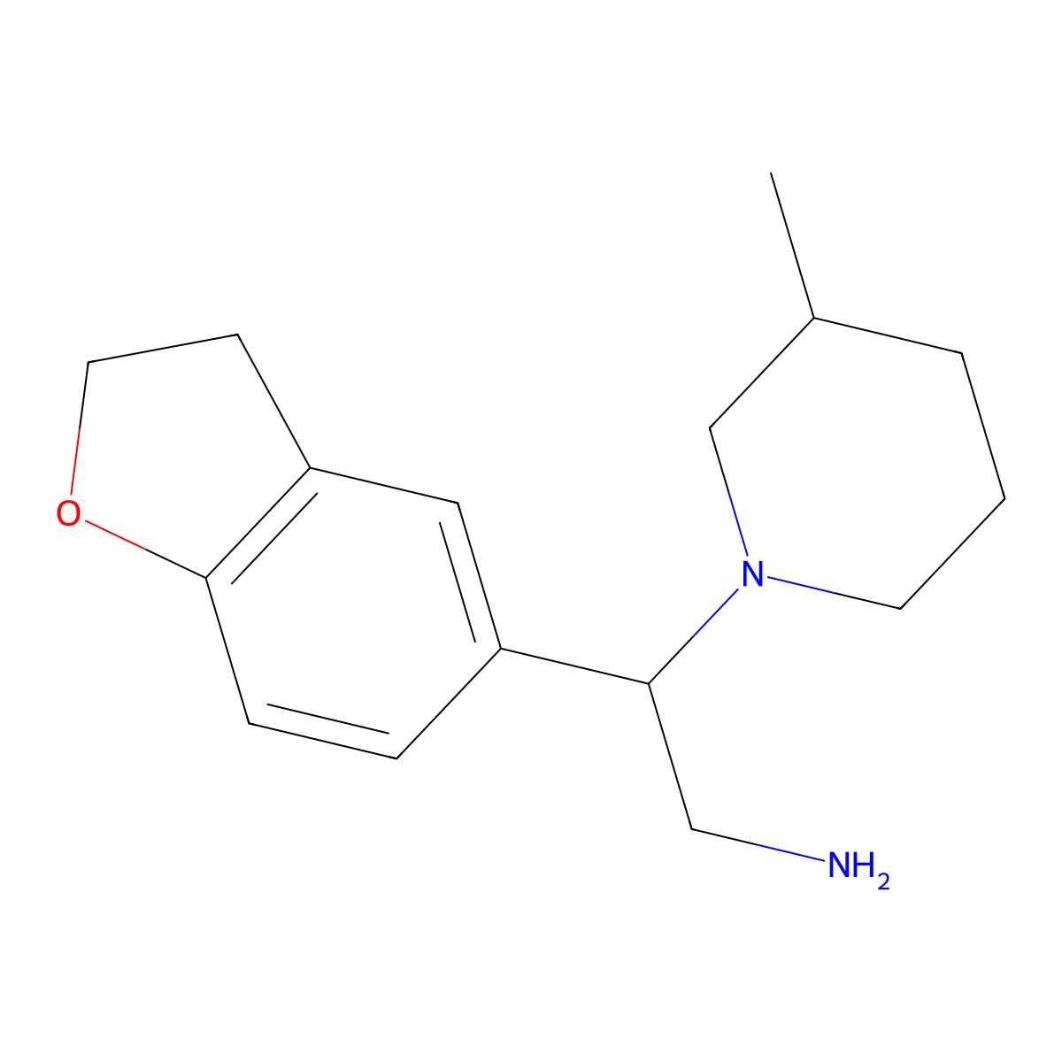 2-(2,3-Dihydrobenzofuran-5-yl)-2-(3-methylpiperidin-1-yl)ethanamine molecular structure, CAS 1215936-75-6