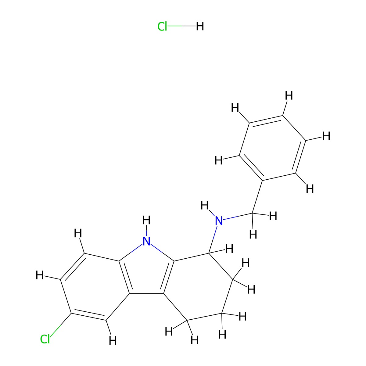 1H-Carbazol-1-amine, 6-chloro-2,3,4,9-tetrahydro-N-(phenylmethyl)-, hydrochloride molecular structure, CAS 121594-16-9