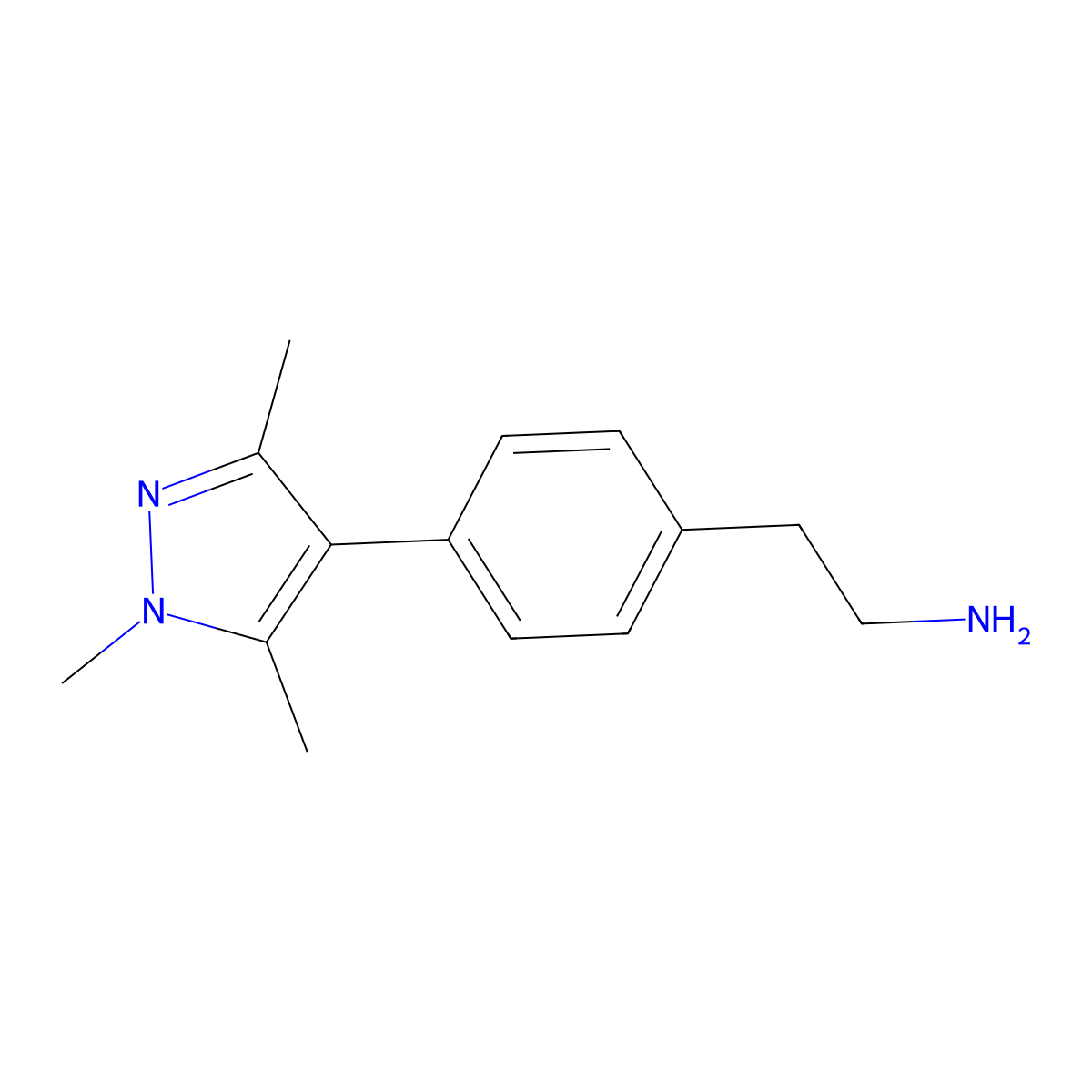 4-(1,3,5-Trimethyl-1H-pyrazol-4-yl)benzeneethanamine molecular structure, CAS 1215946-14-7
