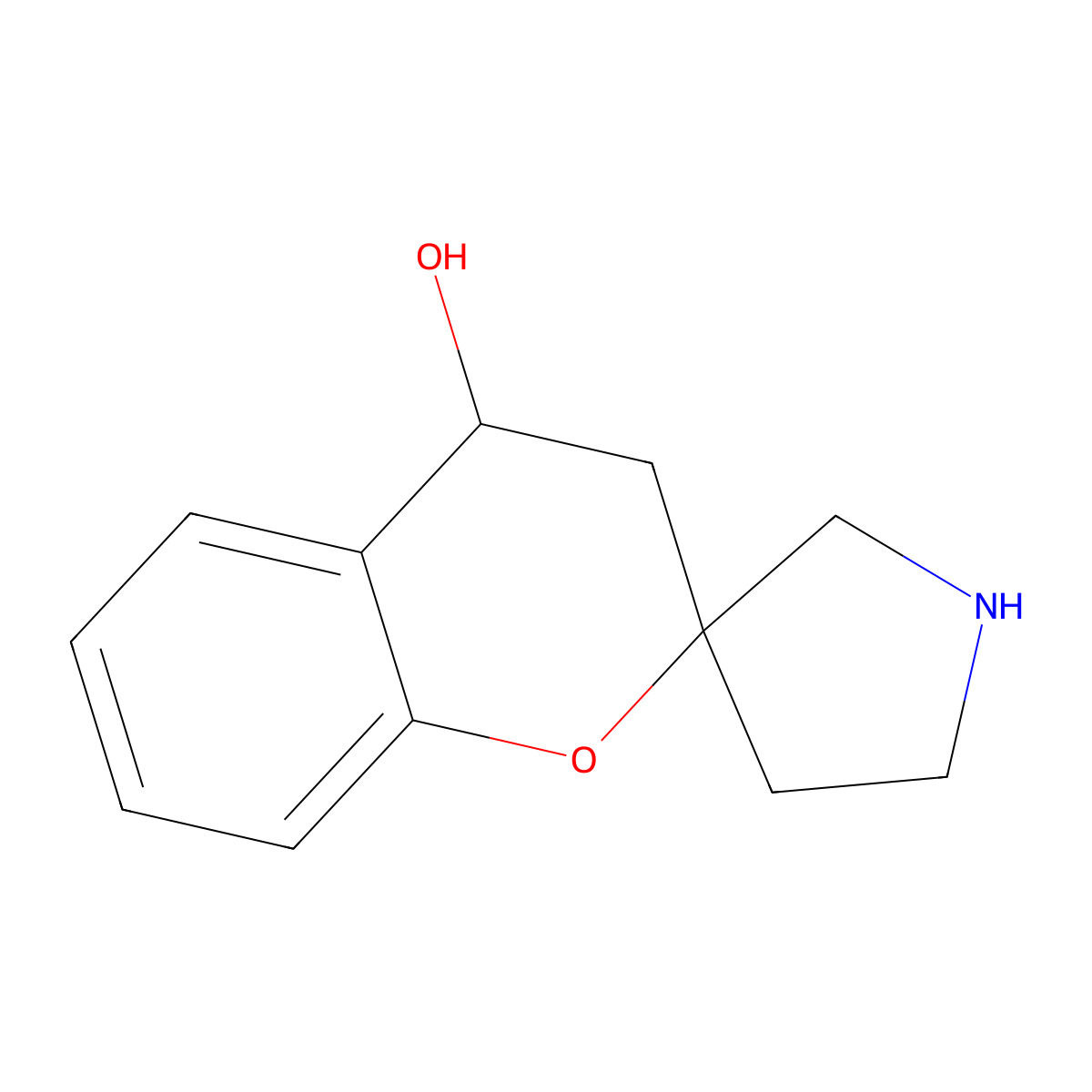 3,4-Dihydrospiro[1-benzopyran-2,3'-pyrrolidine]-4-ol molecular structure, CAS 1215947-47-9