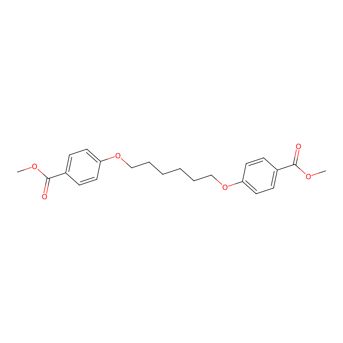Methyl 4-({6-[4-(methoxycarbonyl)phenoxy]hexyl}oxy)benzenecarboxylate molecular structure, CAS 121595-36-6