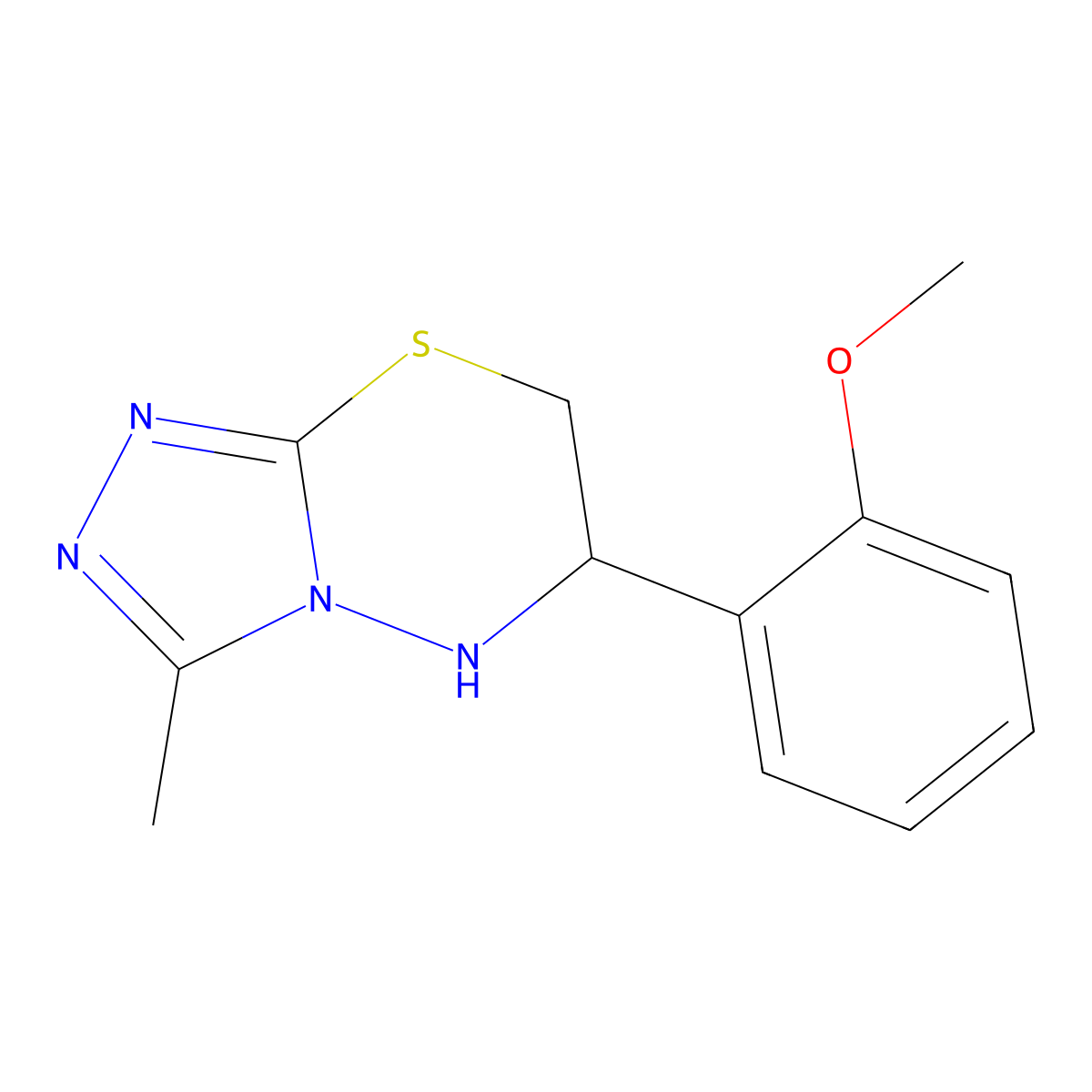 6-(2-methoxyphenyl)-3-methyl-5H,6H,7H-[1,2,4]triazolo[3,4-b][1,3,4]thiadiazine molecular structure, CAS 1215951-61-3