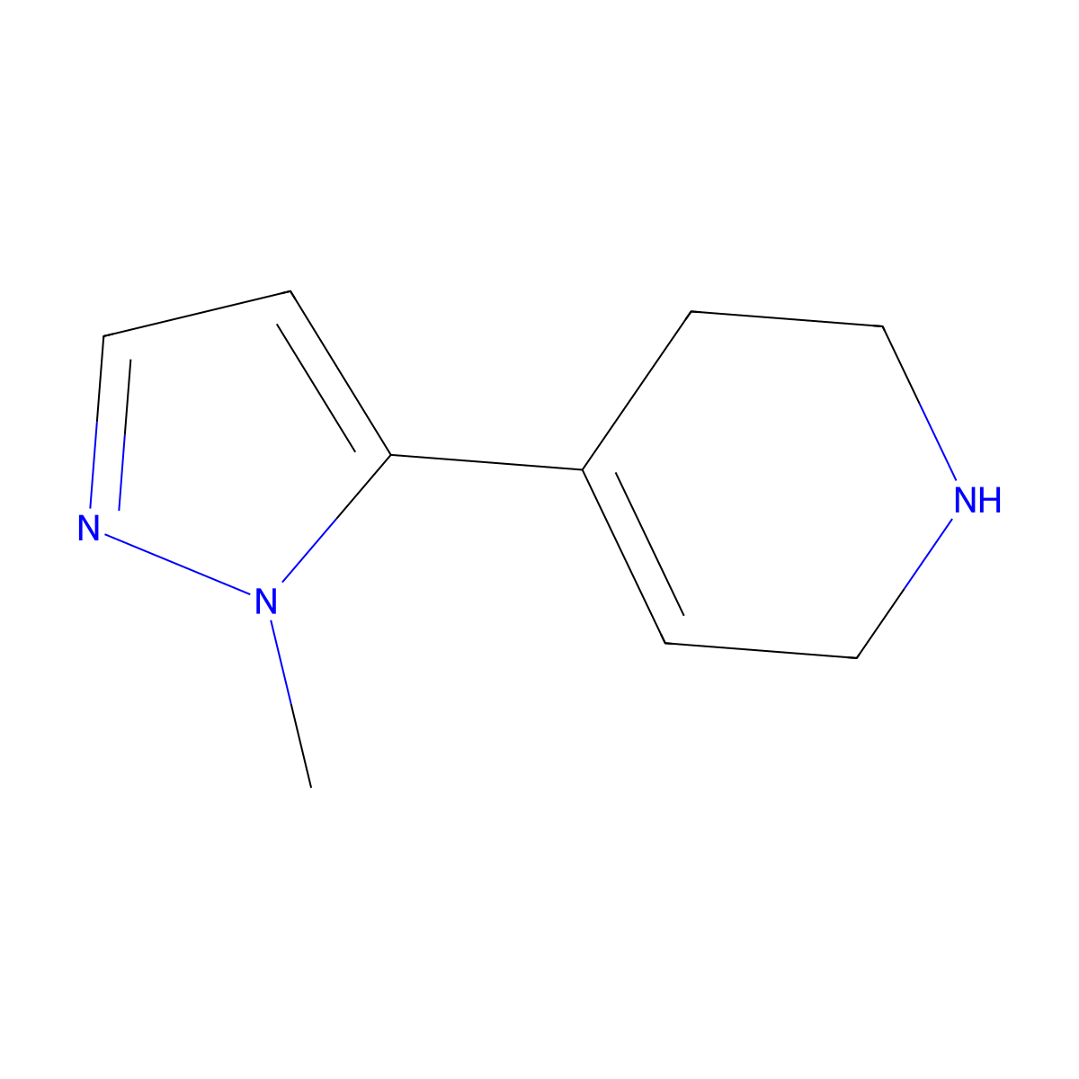 4-(1-methyl-1H-pyrazol-5-yl)-1,2,3,6-tetrahydropyridine molecular structure, CAS 1215953-08-4