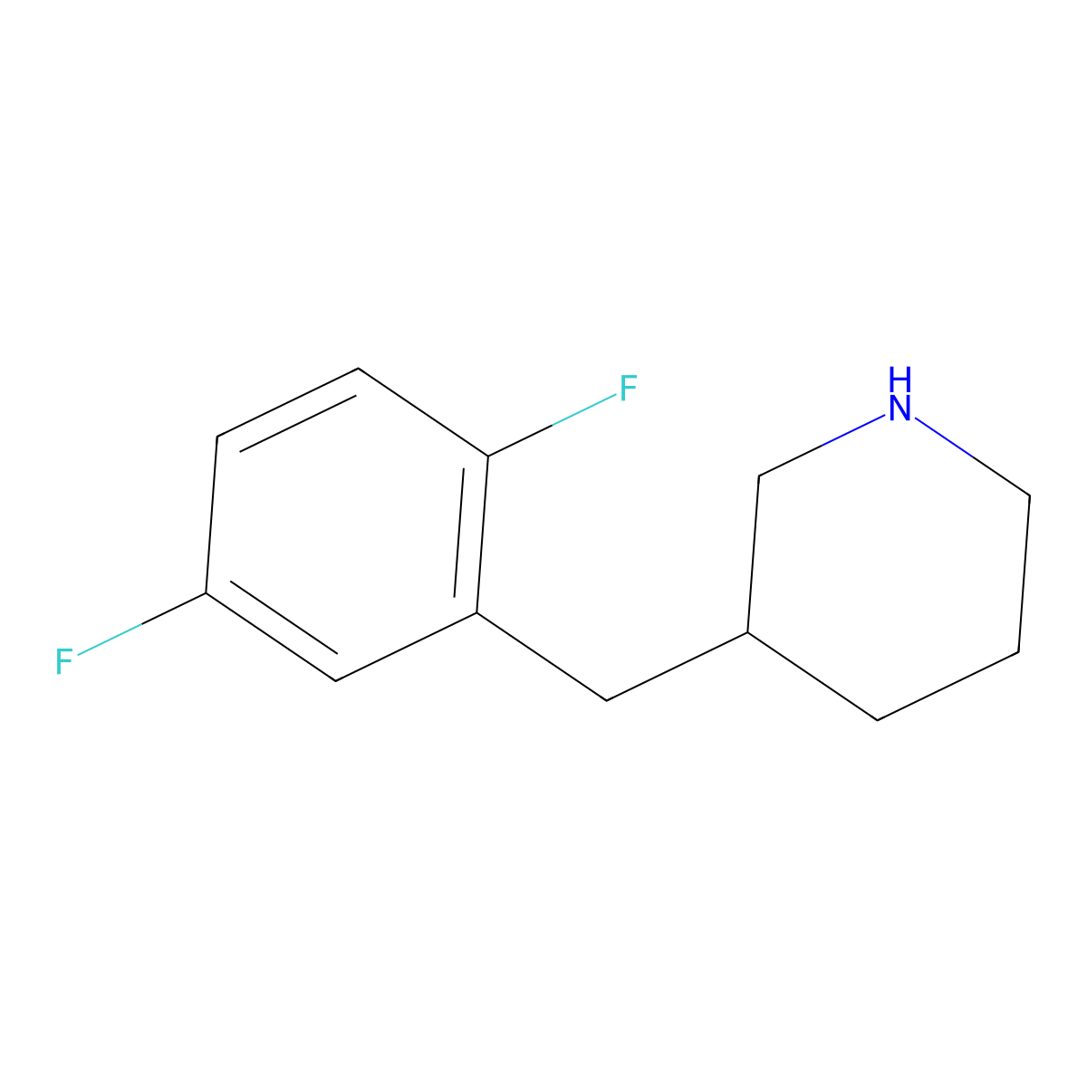 3-(2,5-Difluorobenzyl)piperidine molecular structure, CAS 1215954-72-5