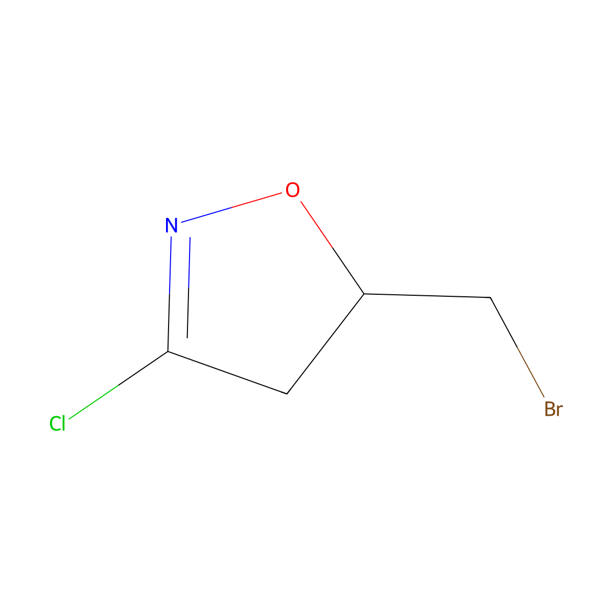 5-(Bromomethyl)-3-chloro-4,5-dihydro-1,2-oxazole molecular structure, CAS 121596-79-0