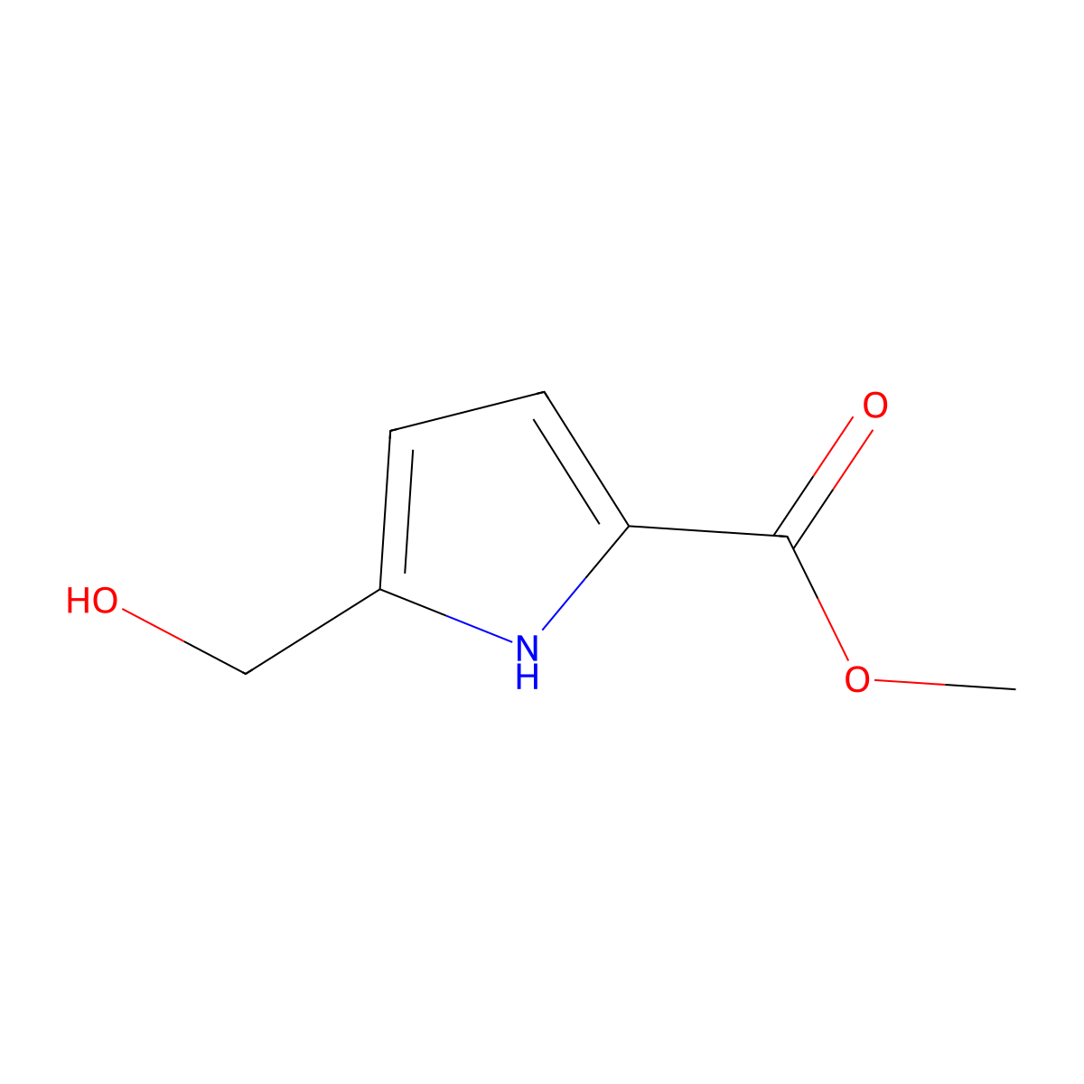 methyl 5-(hydroxymethyl)-1H-pyrrole-2-carboxylate molecular structure, CAS 1215961-78-6