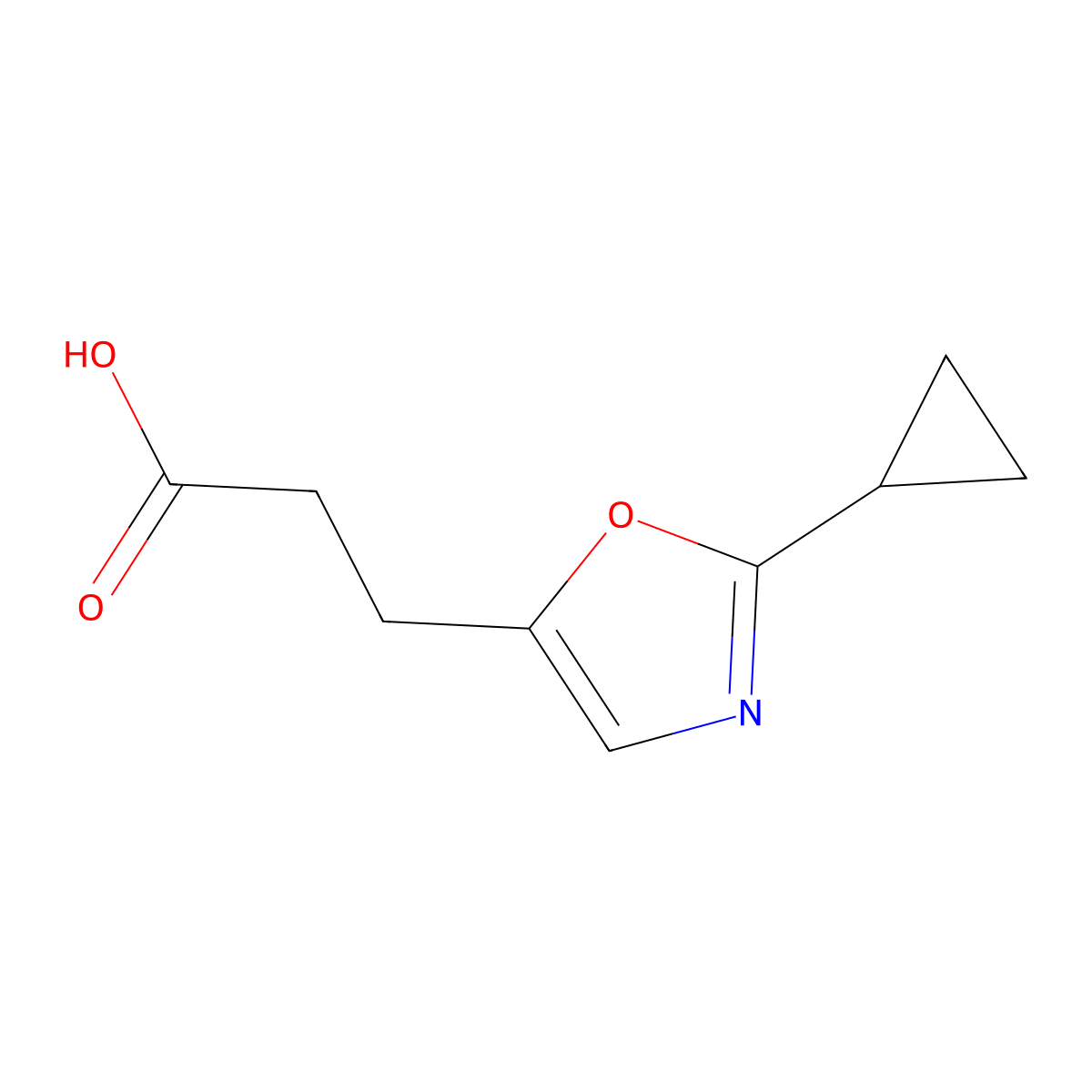 3-(2-Cyclopropyl-1,3-oxazol-5-yl)propanoic acid molecular structure, CAS 1215965-94-8