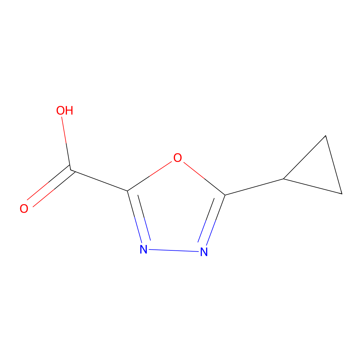 5-Cyclopropyl-1,3,4-oxadiazole-2-carboxylic acid molecular structure, CAS 1215973-31-1