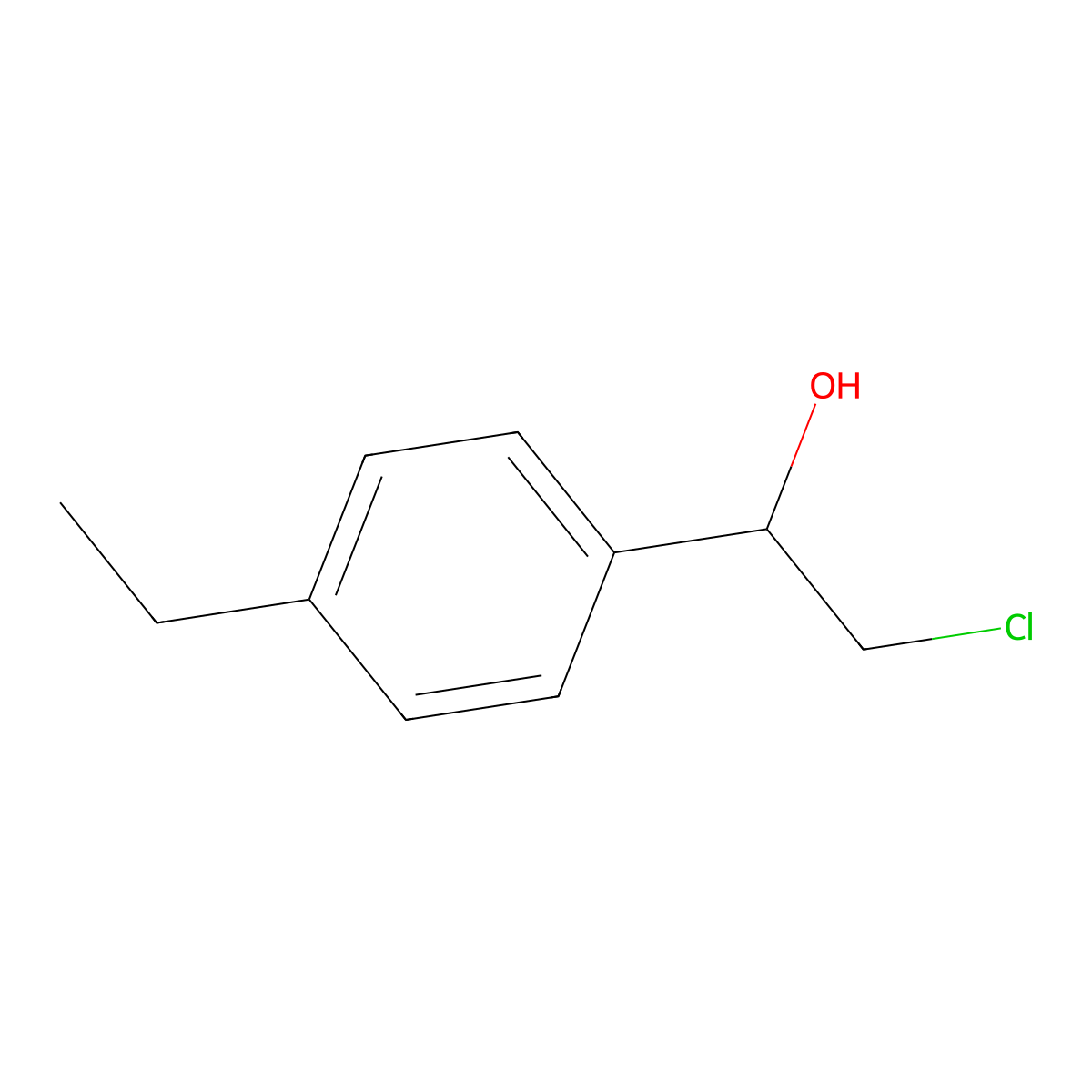 2-Chloro-1-(4-ethylphenyl)ethan-1-ol molecular structure, CAS 1215980-43-0