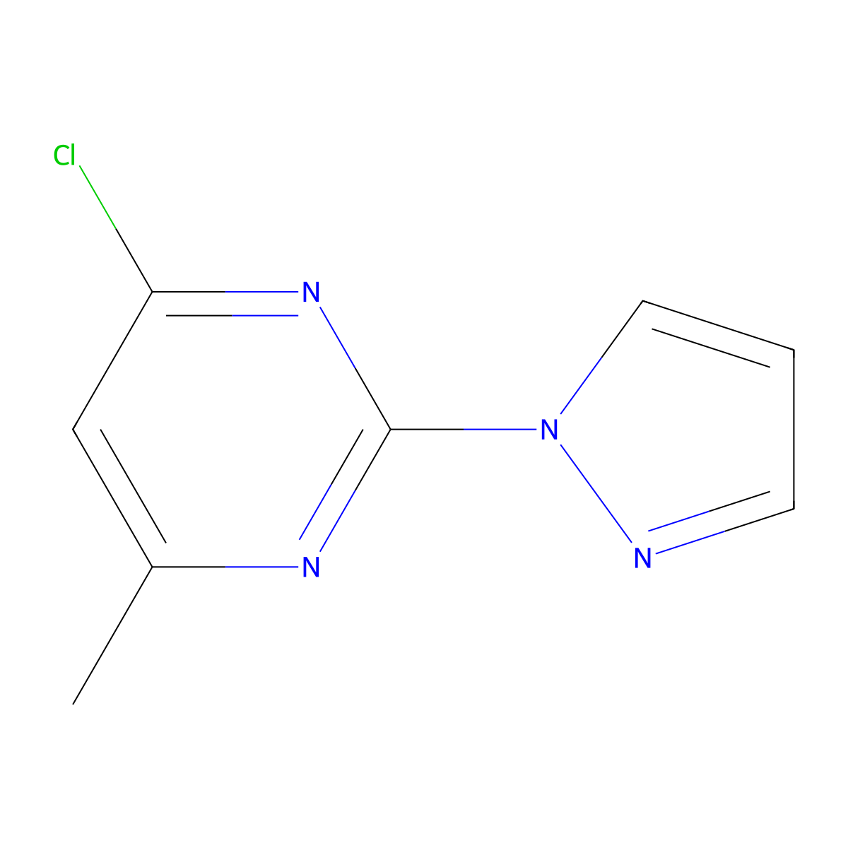 4-Chloro-6-methyl-2-(1H-pyrazol-1-YL)pyrimidine molecular structure, CAS 1215982-70-9