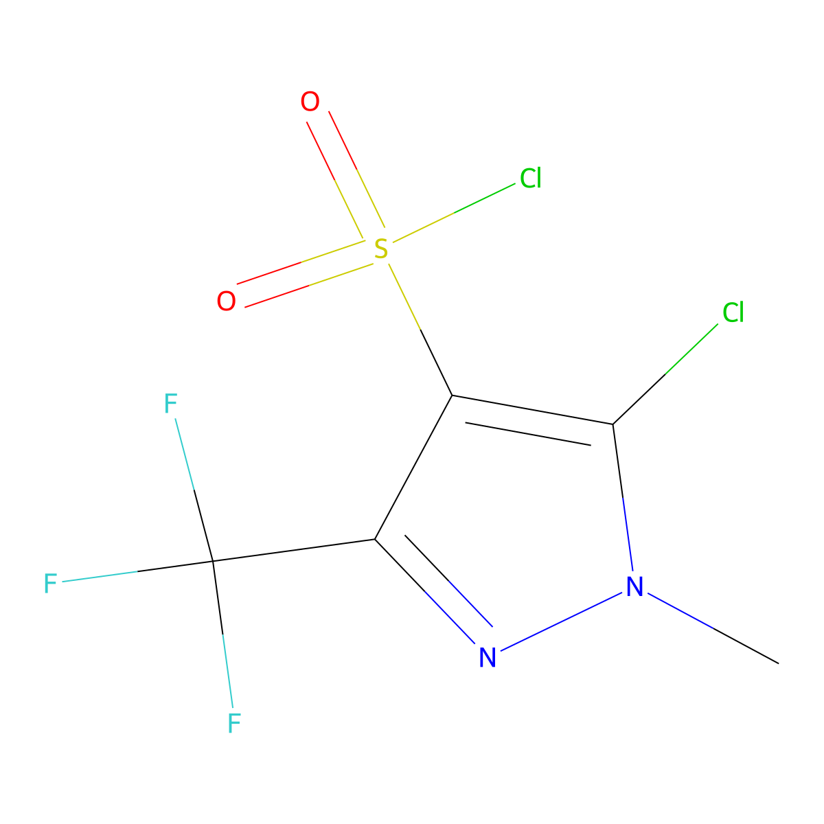 5-chloro-1-methyl-3-(trifluoromethyl)-1H-pyrazole-4-sulfonyl chloride molecular structure, CAS 1215986-42-7