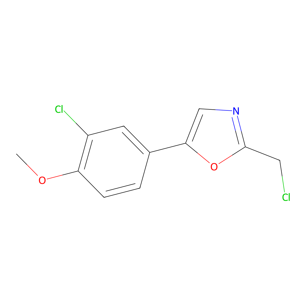 5-(3-Chloro-4-methoxyphenyl)-2-(chloromethyl)-1,3-oxazole molecular structure, CAS 1215990-56-9
