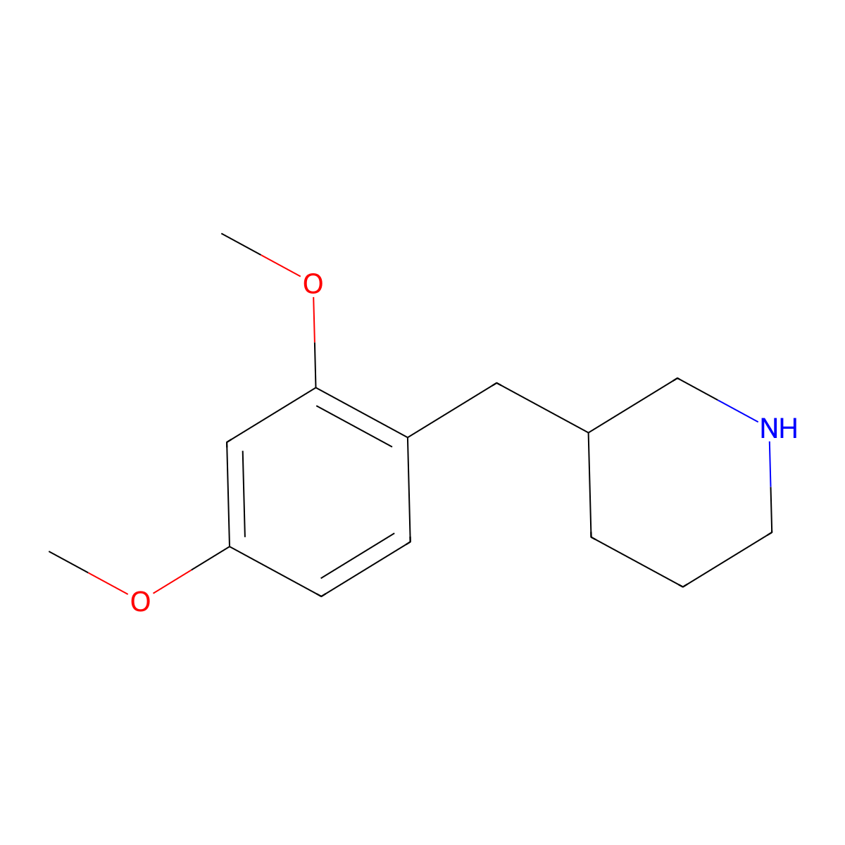3-[(2,4-Dimethoxyphenyl)methyl]piperidine molecular structure, CAS 1215992-25-8