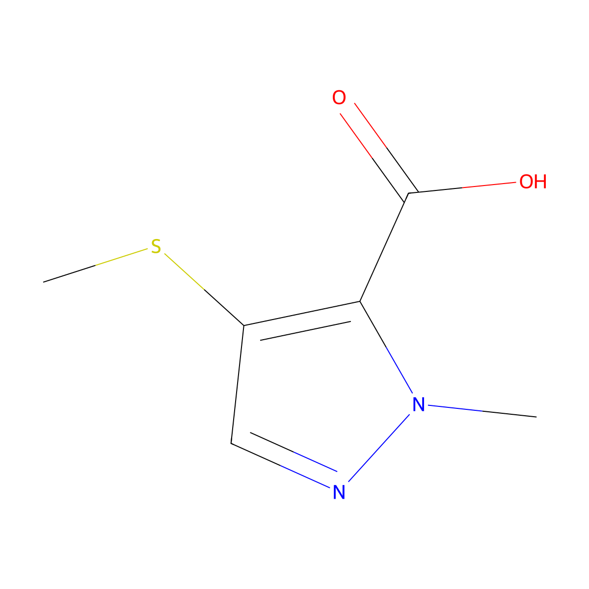 1-methyl-4-(methylsulfanyl)-1H-pyrazole-5-carboxylic acid molecular structure, CAS 1215998-67-6