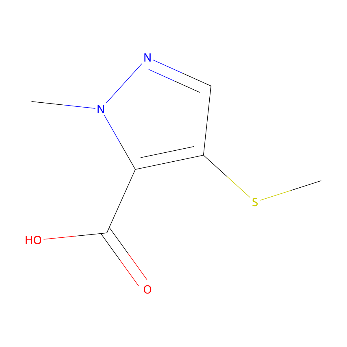 1-methyl-4-(methylsulfanyl)-1H-pyrazole-5-carboxylic acid molecular structure, CAS 1215998-67-6