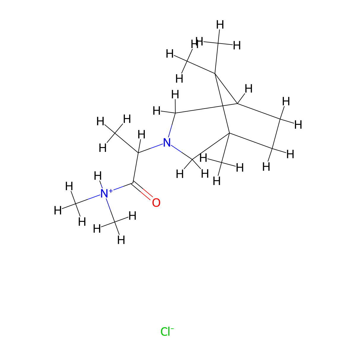 3-Azabicyclo(3.2.1)octane-3-acetamide, N,N,alpha,1,8,8-hexamethyl-, hydrochloride molecular structure, CAS 1216-35-9
