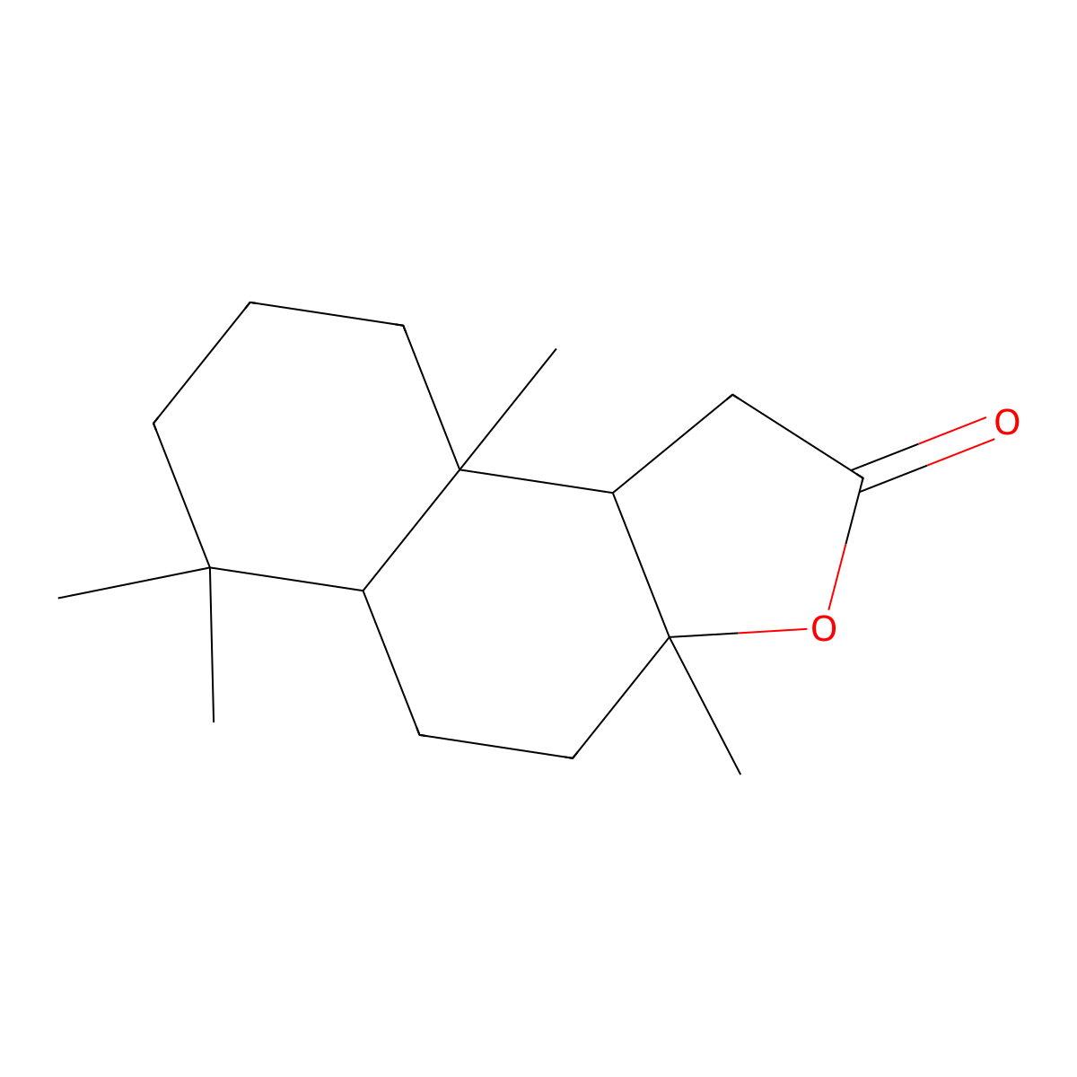 Decahydro-3a,6,6,9a-tetramethylnaphtho[2,1-b]furan-2(1H)-one molecular structure, CAS 1216-84-8
