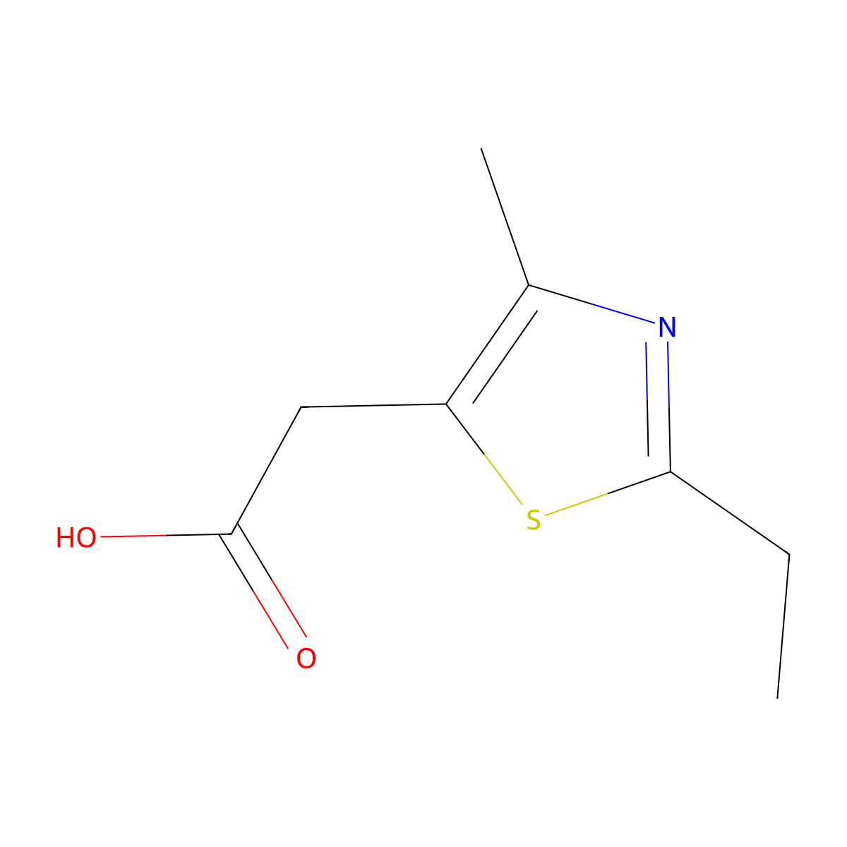 2-(2-Ethyl-4-methylthiazol-5-yl)acetic acid molecular structure, CAS 1216001-53-4