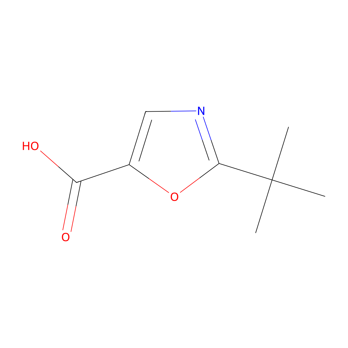 2-Tert-butyl-1,3-oxazole-5-carboxylic acid molecular structure, CAS 1216002-44-6